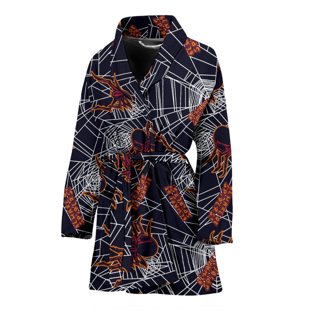 Tarantula Spiderwebs Pattern Print Design 01 Women Bathrobe