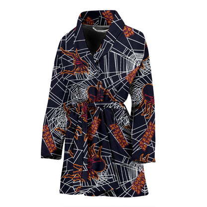 Tarantula Spiderwebs Pattern Print Design 01 Women Bathrobe
