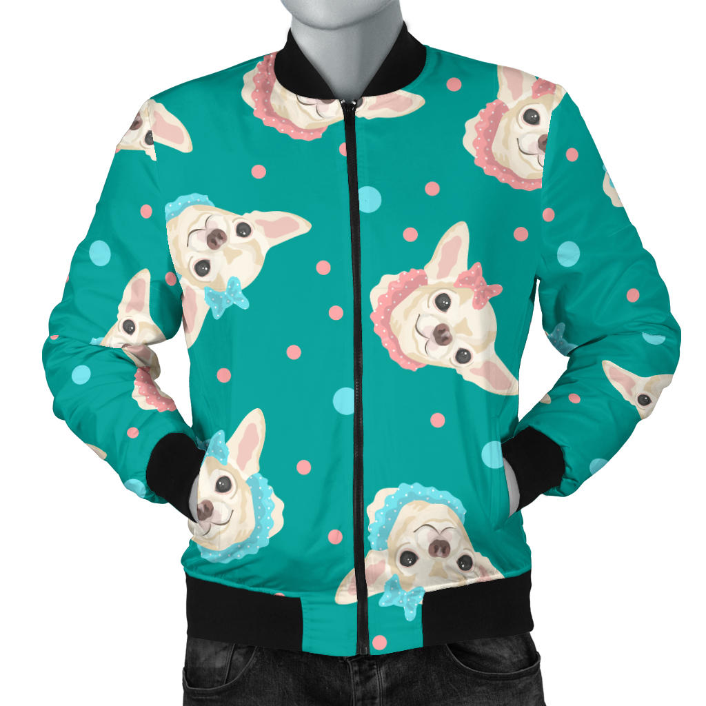 Chihuahua Polka Dot Pattern Men Bomber Jacket