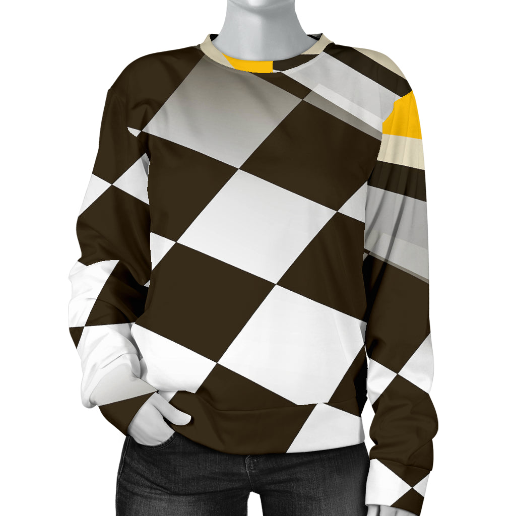 Checkered Flag Racing Style Women Long Sleeve Sweatshirt