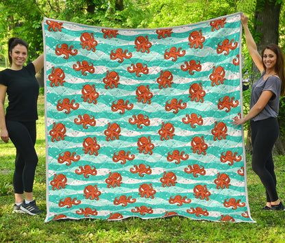 Octopus Cute Design Print Themed Quilt Bedspread
