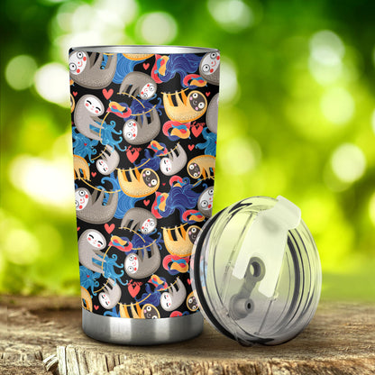 Sloth Cartoon Design Themed Print Tumbler