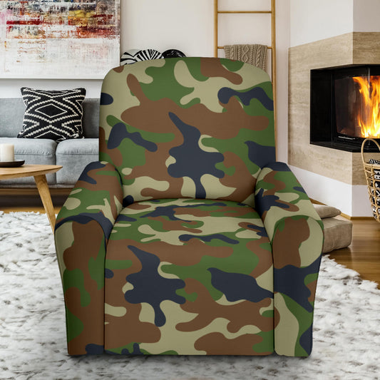 Army Camouflage Pattern Print Design 01 Recliner Slipcover with Pocket