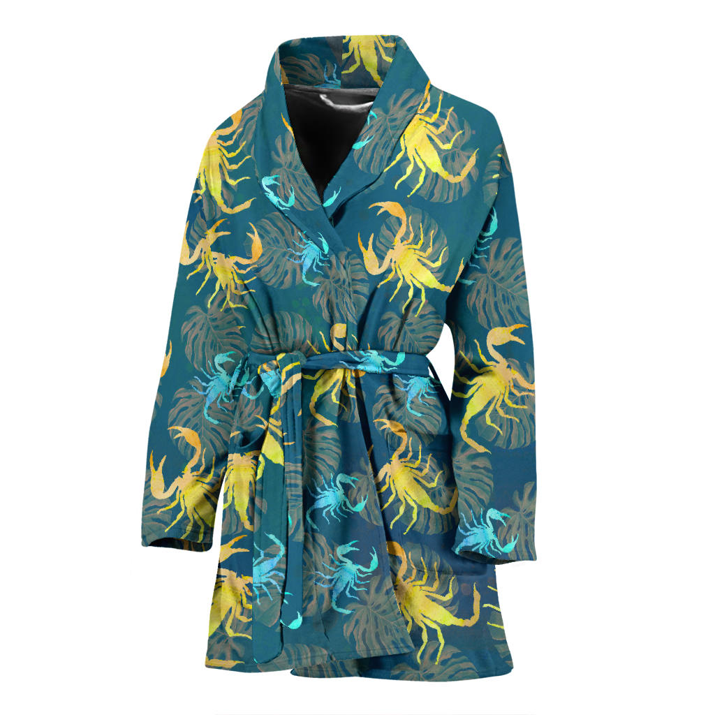 Scorpion Pattern Print Design 02 Women Bathrobe