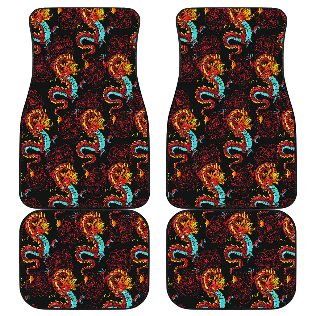 Chinese Dragons and Peonies Design Car Floor Mats Front Back