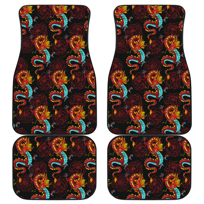 Chinese Dragons and Peonies Design Car Floor Mats Front Back