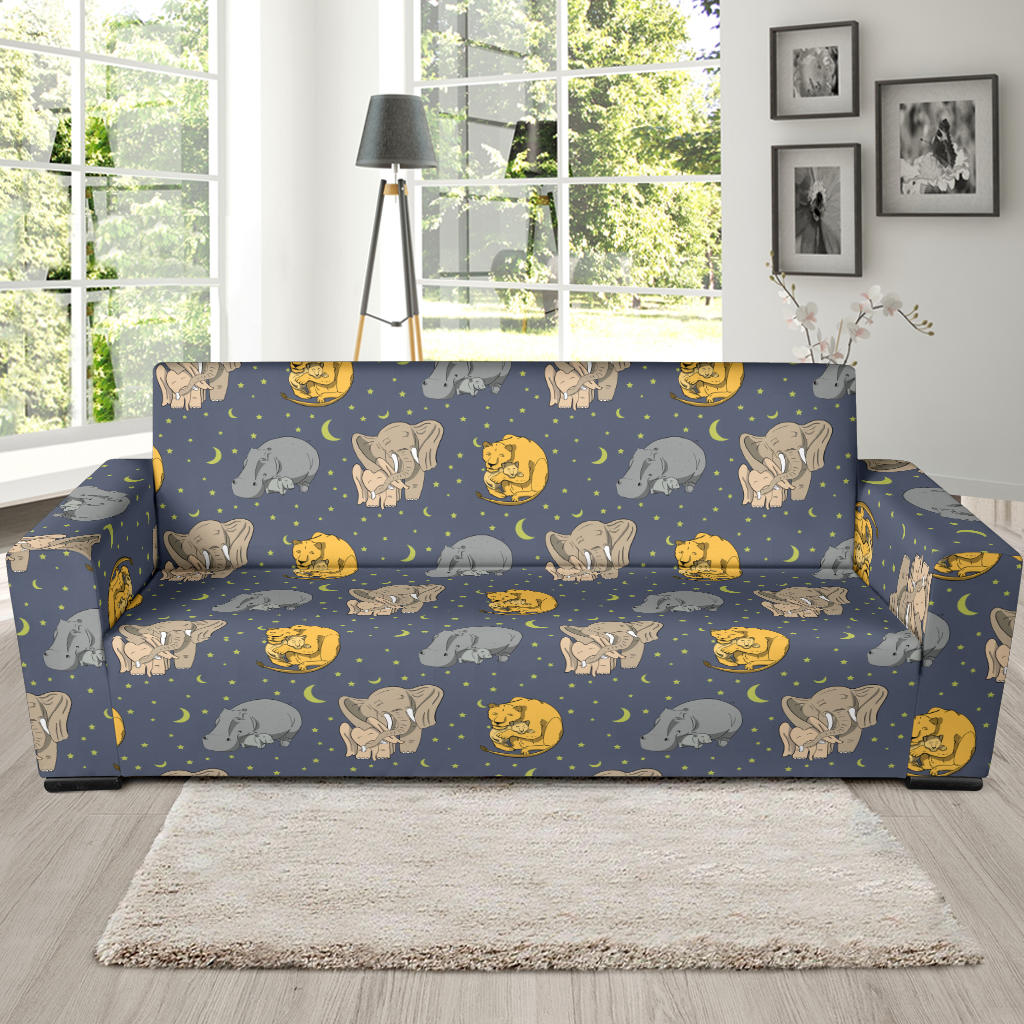 Safari Elephant Lion Print Design LKS303 Sofa Slipcover