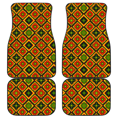 Rasta Reggae Color Pattern Car Floor Mats Front Back