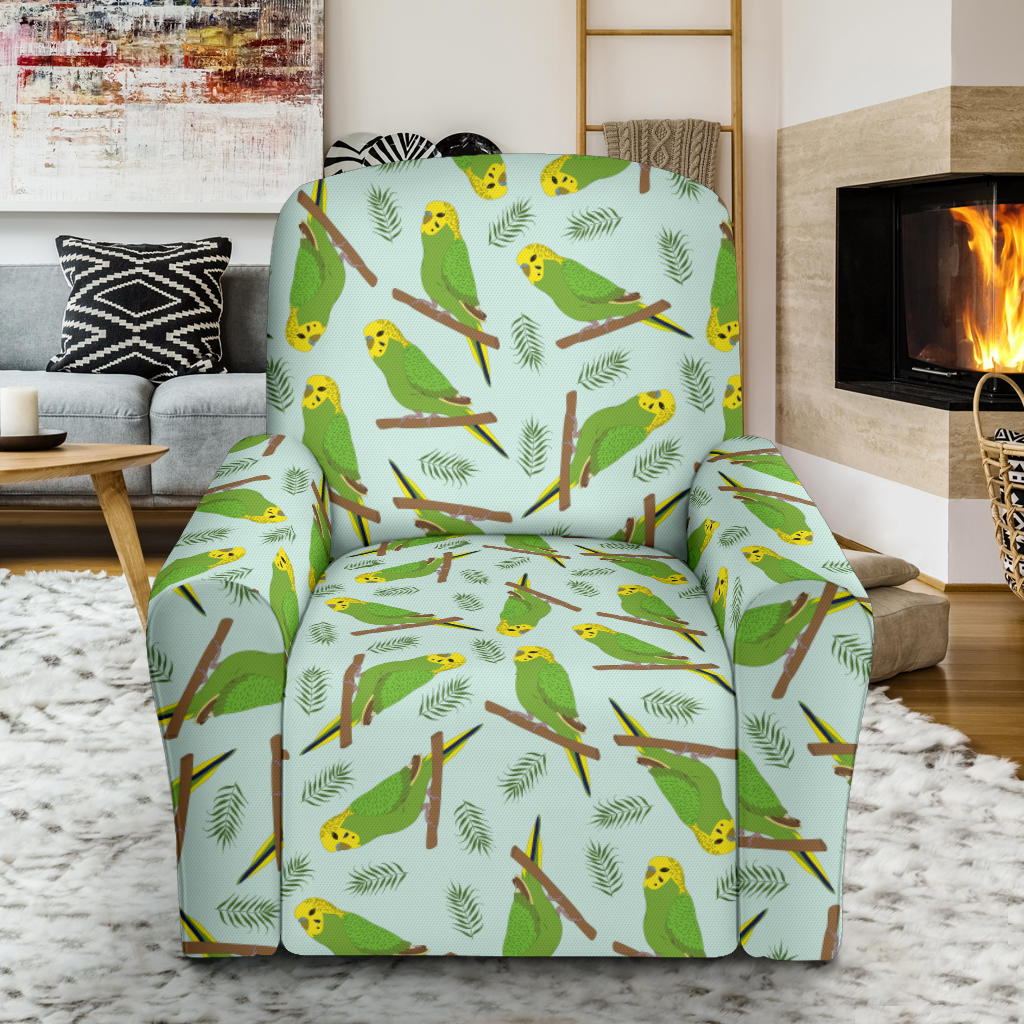 Budgerigar Pattern Print Design 04 Recliner Slipcover with Pocket