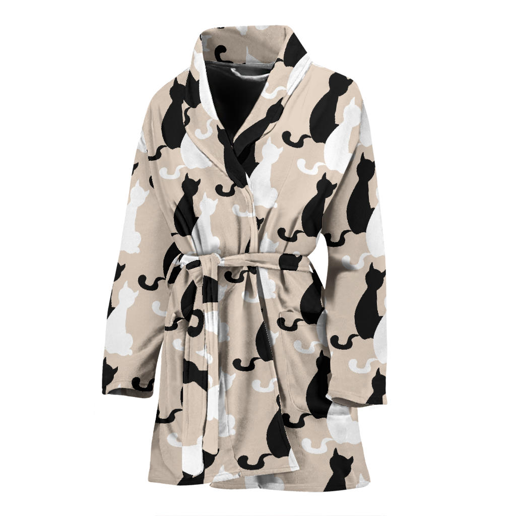 Cat Pattern Print Design 04 Women Bathrobe