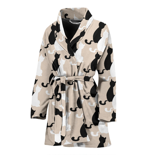 Cat Pattern Print Design 04 Women Bathrobe
