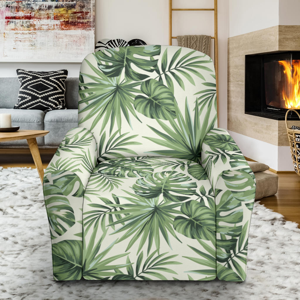 Palm Leaf Pattern Print Design A02 Recliner Slipcover with Pocket