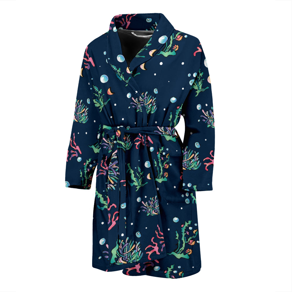 Seaweed Print Design LKS306 Men Bathrobe