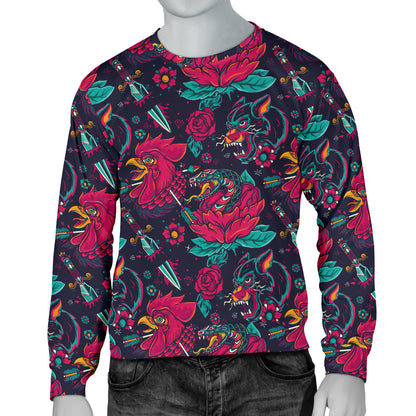 Old School Tattoo Print Men Long Sleeve Sweatshirt