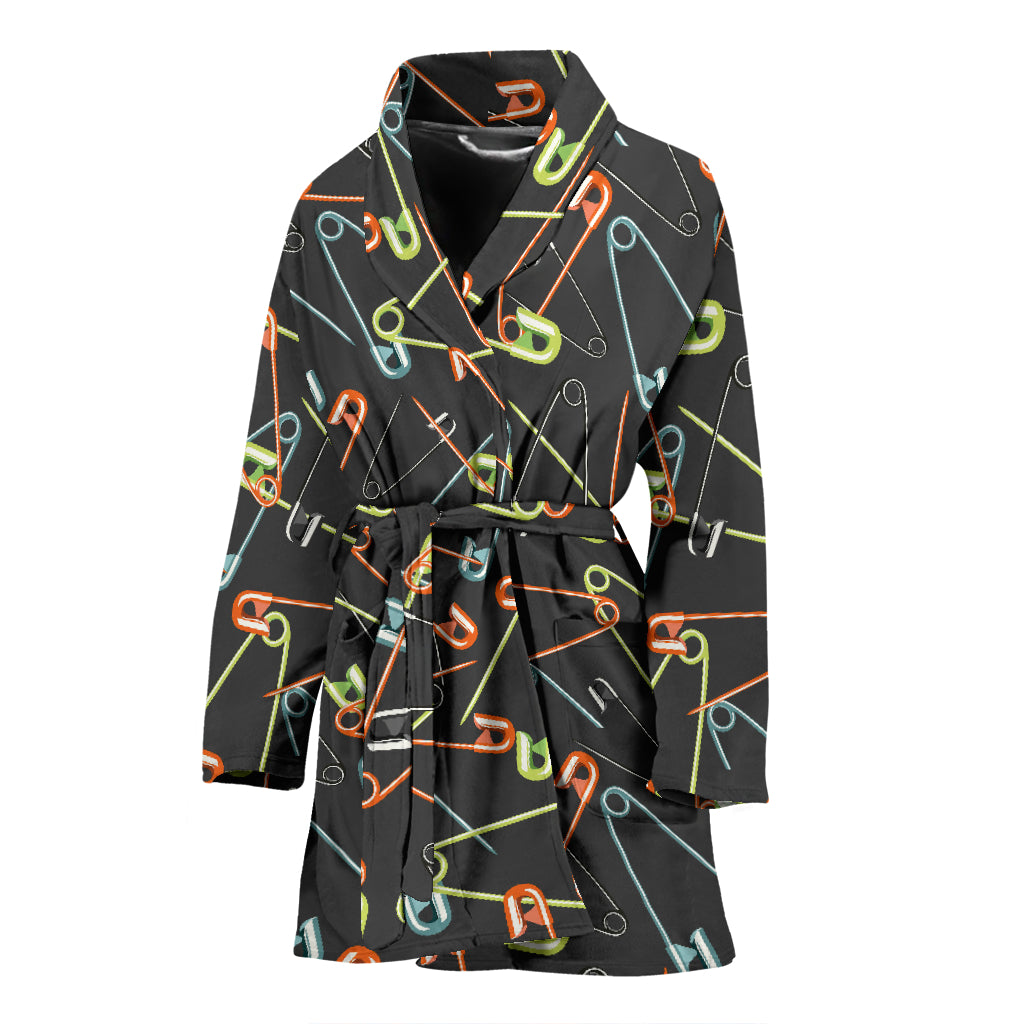 Safety Pin Print Design LKS301 Women Bathrobe