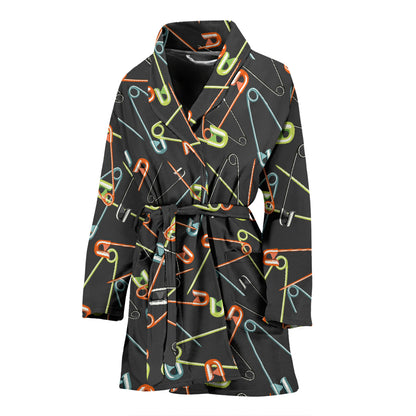Safety Pin Print Design LKS301 Women Bathrobe