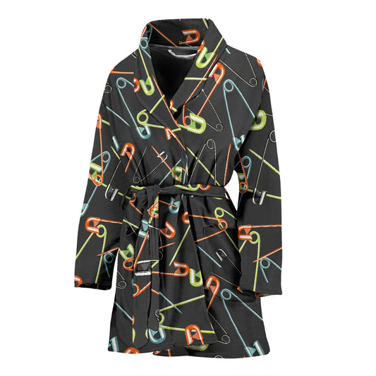 Safety Pin Print Design LKS301 Women Bathrobe