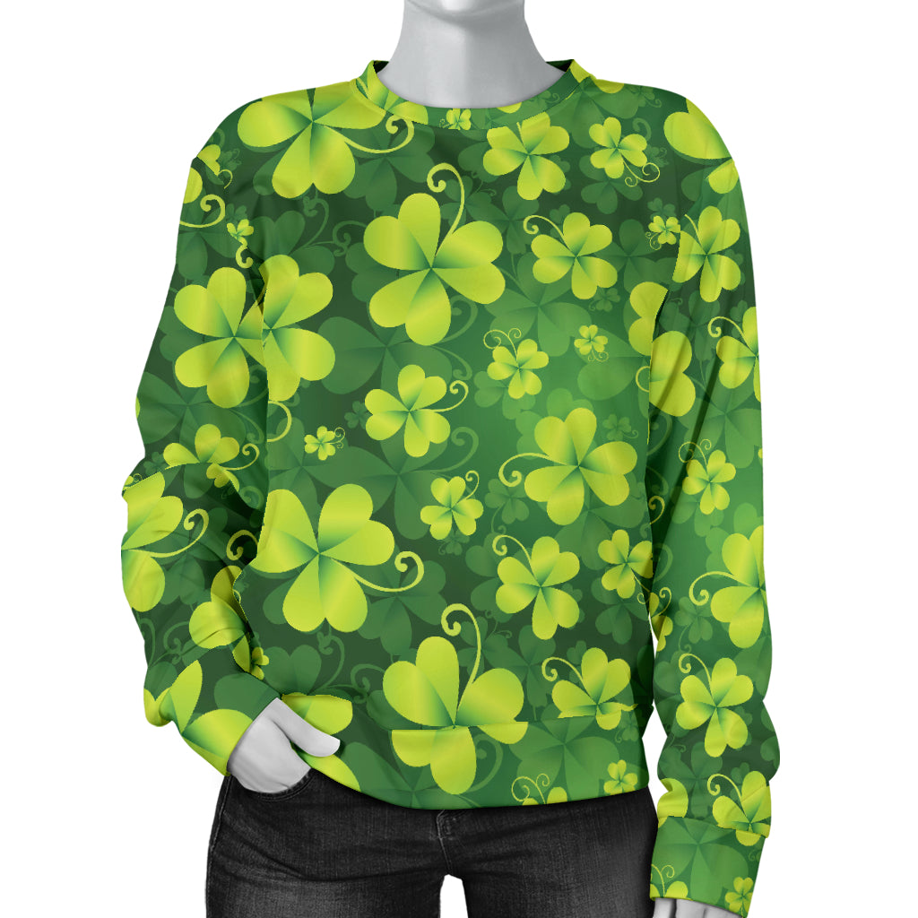 Shamrock Clover Print Women Long Sleeve Sweatshirt
