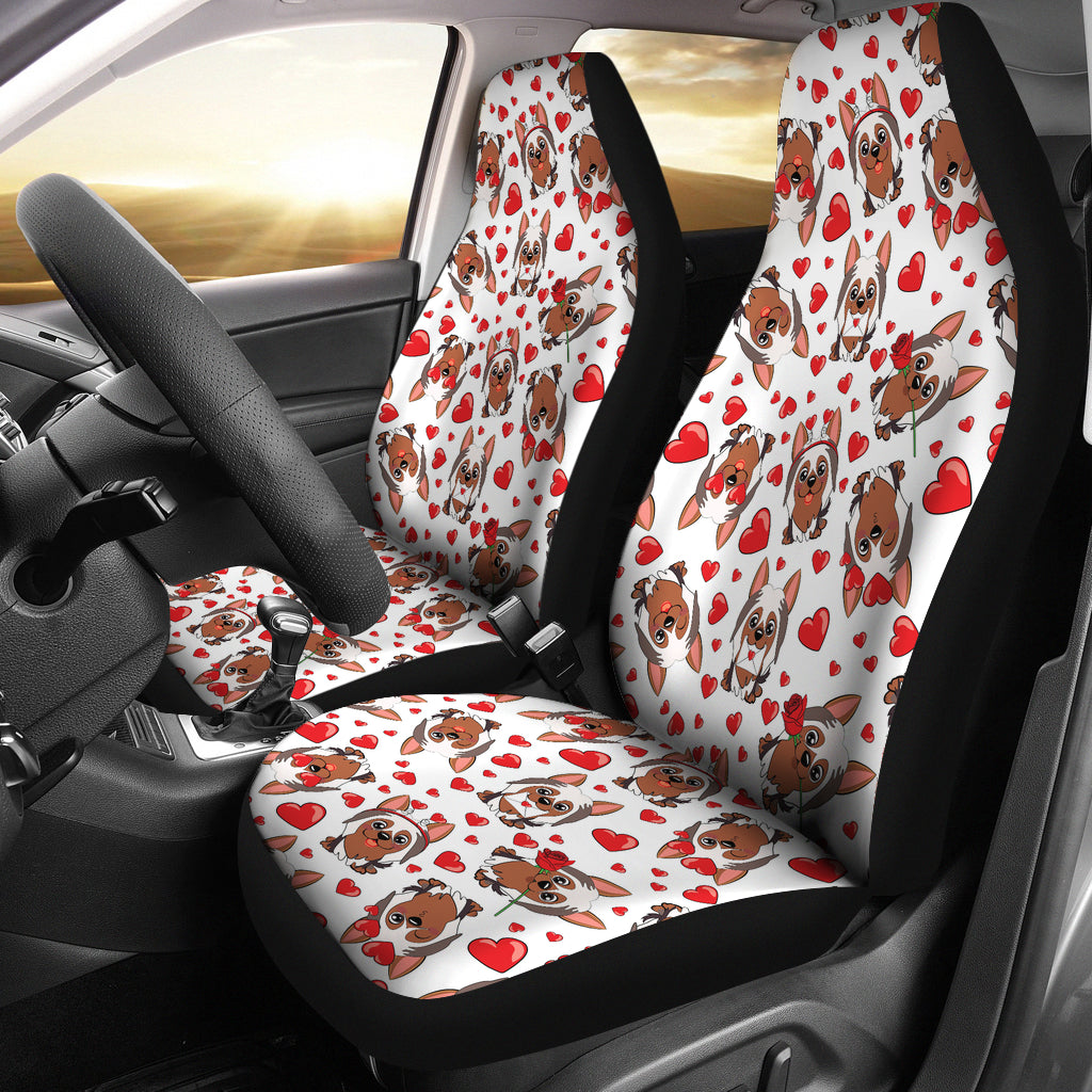 Silky Terriers Heart Print Design LKS302 Car Seat Covers