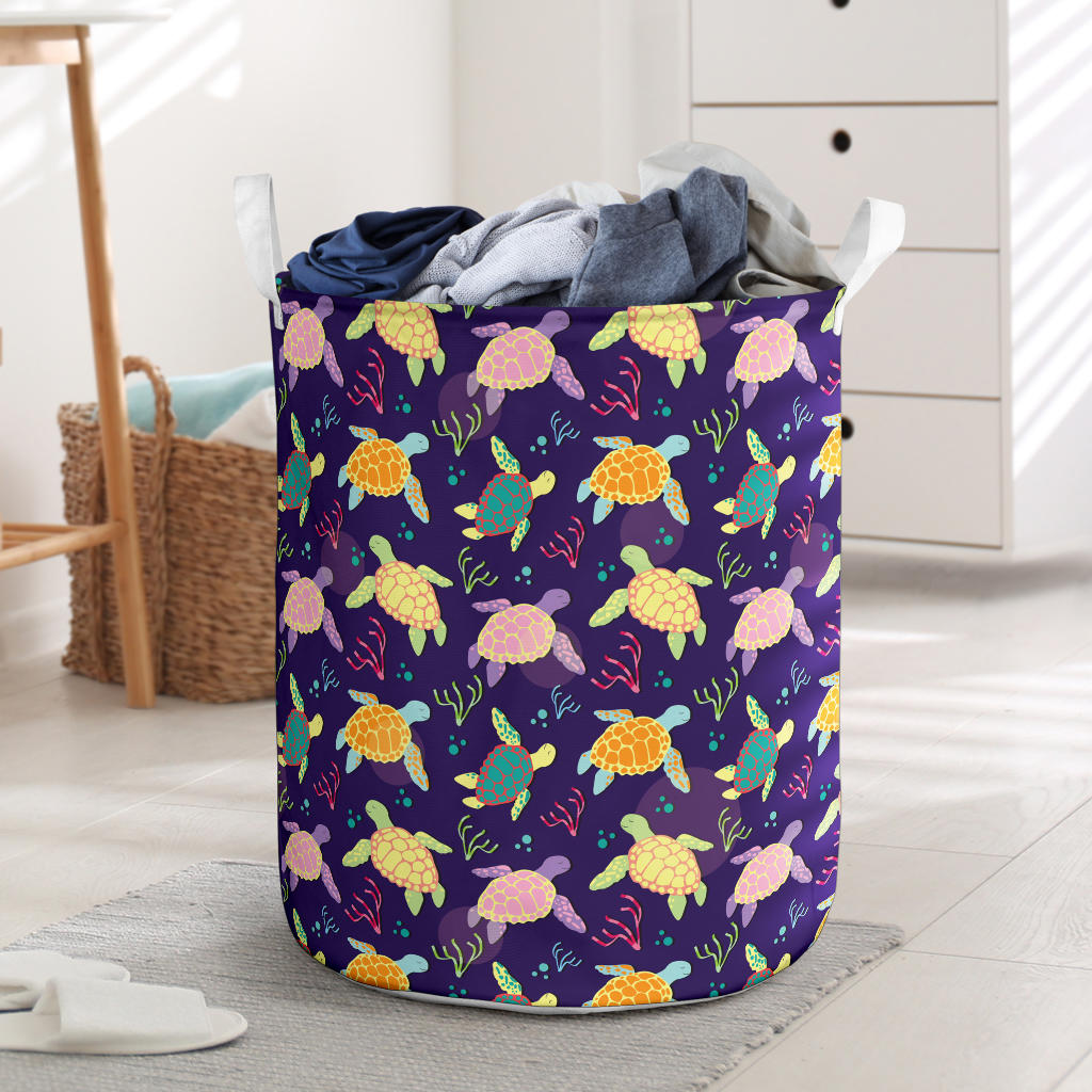 Sea Turtle Color Smile Laundry Basket