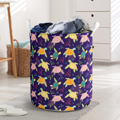 Sea Turtle Color Smile Laundry Basket