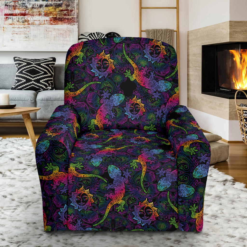 Gecko Rainbow Pattern Print Design 03 Recliner Slipcover with Pocket