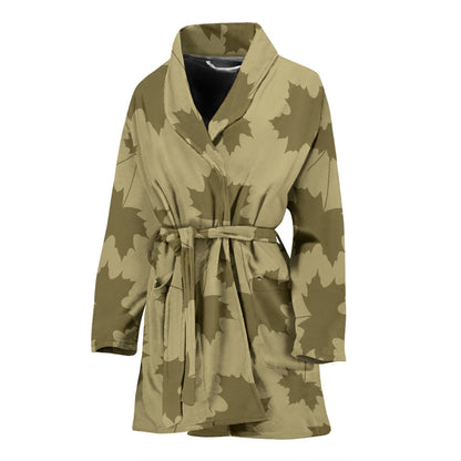 Maple Leaf Pattern Print Design 01 Women Bathrobe