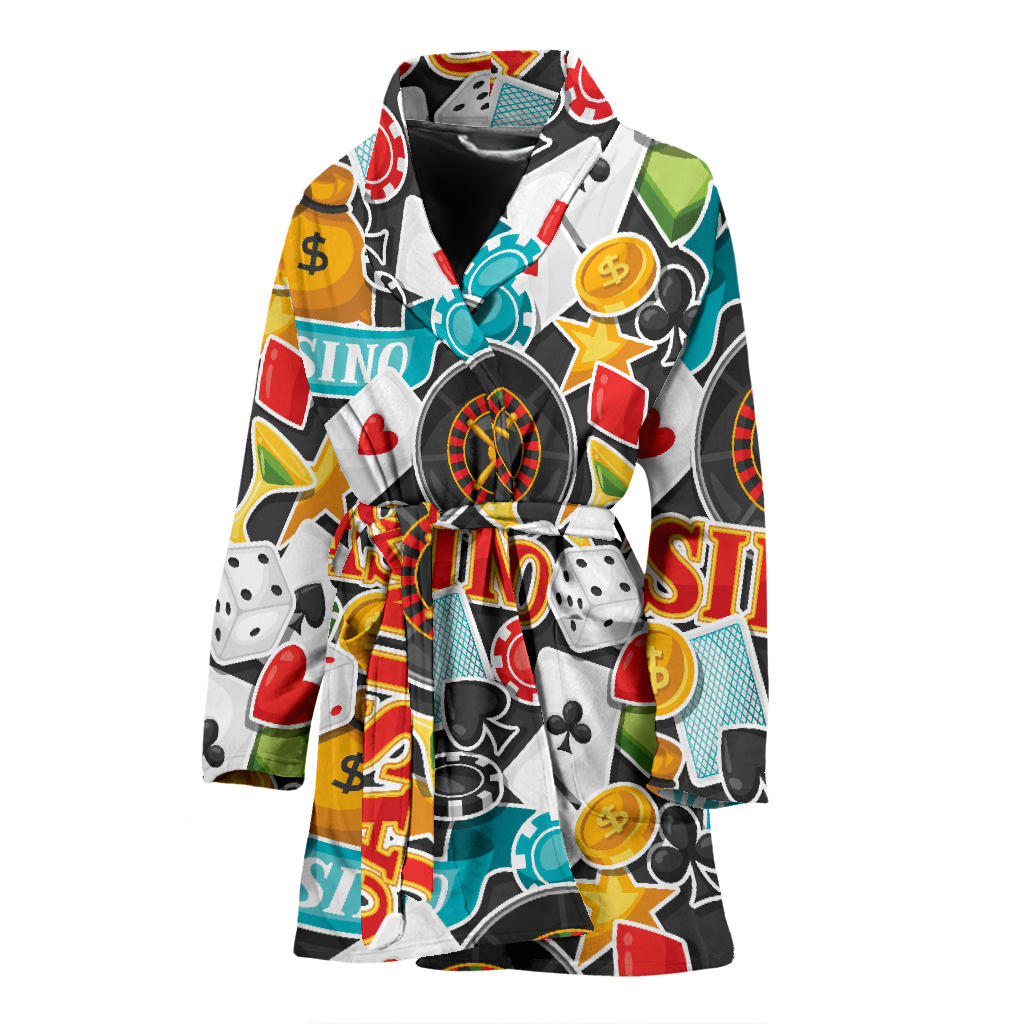Casino Pattern Print Design 03 Women Bathrobe