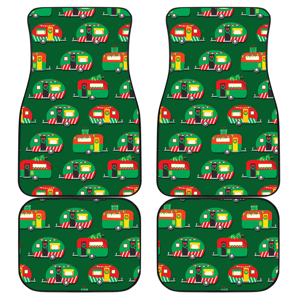 Camper Camping Christmas Themed Print Car Floor Mats Front Back