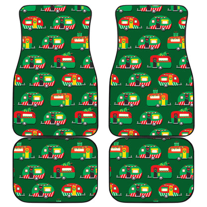 Camper Camping Christmas Themed Print Car Floor Mats Front Back