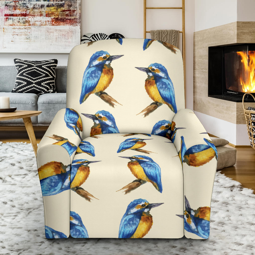 Kingfisher Pattern Print Design 01 Recliner Slipcover with Pocket
