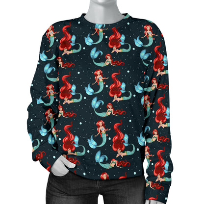 Mermaid Girl Themed Design Print Women Long Sleeve Sweatshirt