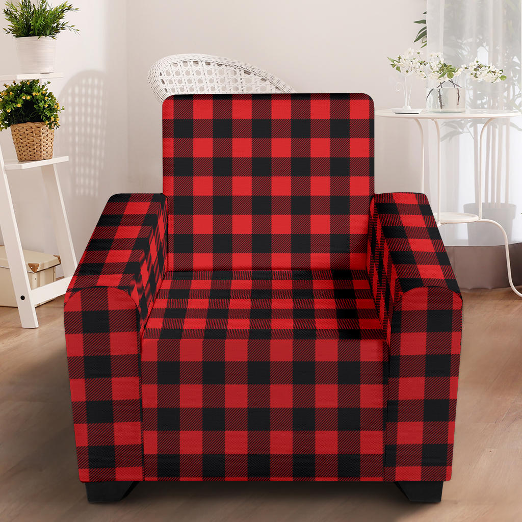 Red Black Buffalo Tartan Plaid Pattern Armchair Slipcover