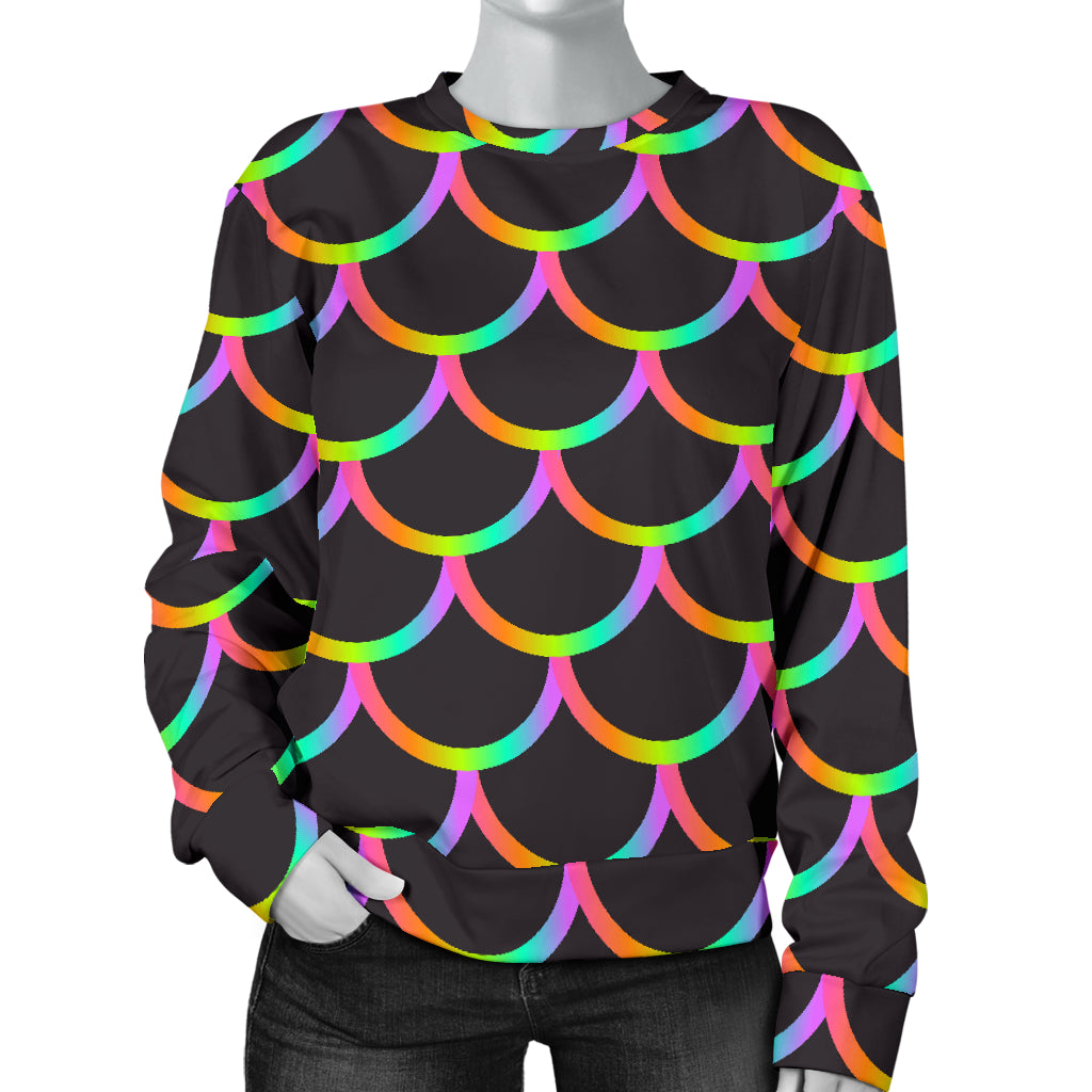 Mermaid Tail Rainbow Design Print Women Long Sleeve Sweatshirt