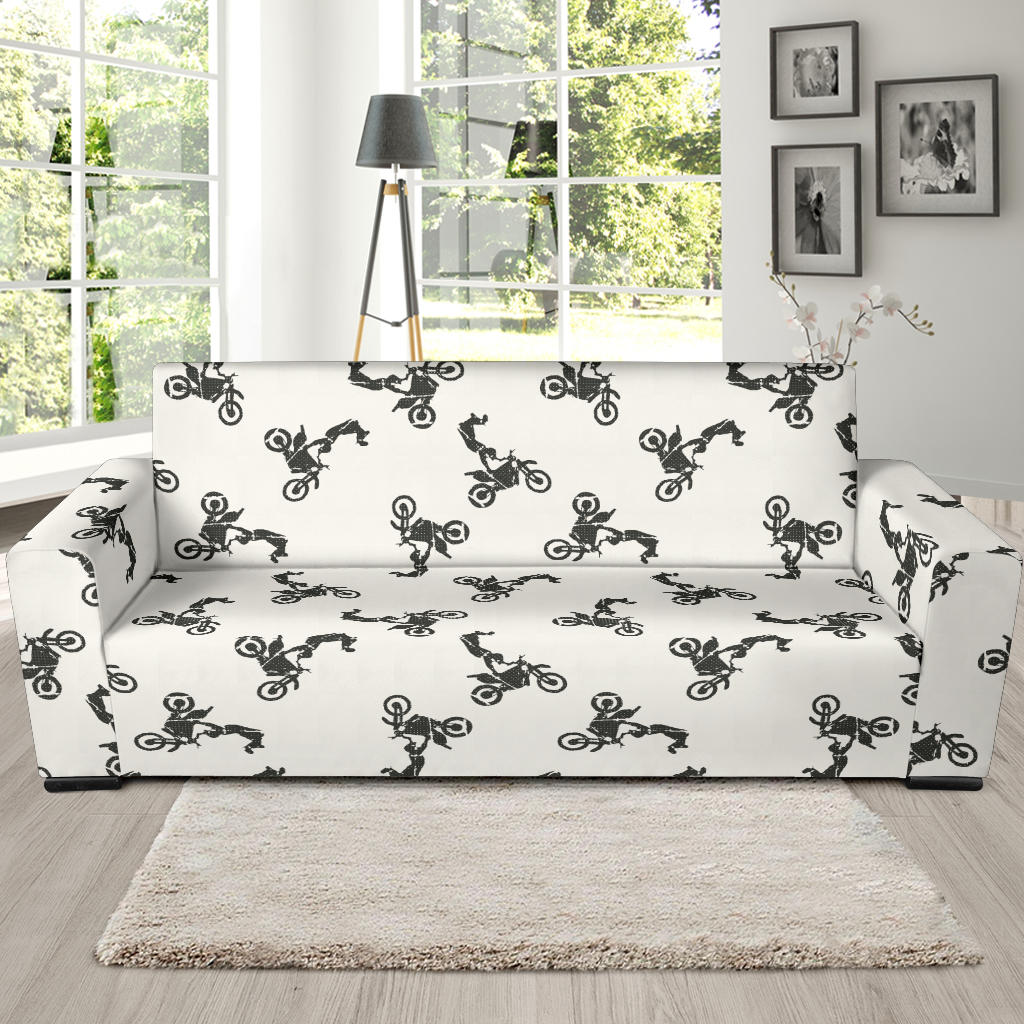 Motocross Pattern Print Design 03 Sofa Slipcover