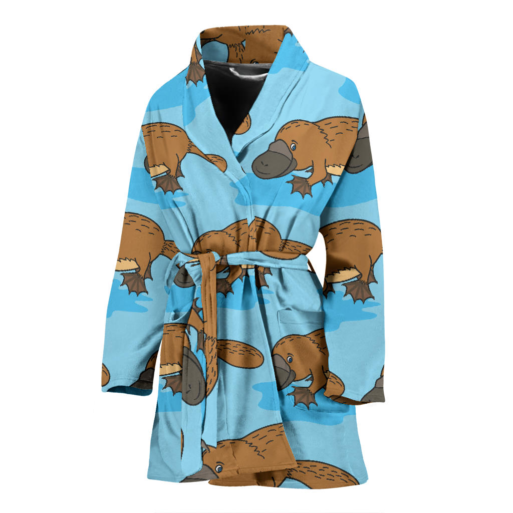 Platypus Pattern Print Design A02 Women Bathrobe