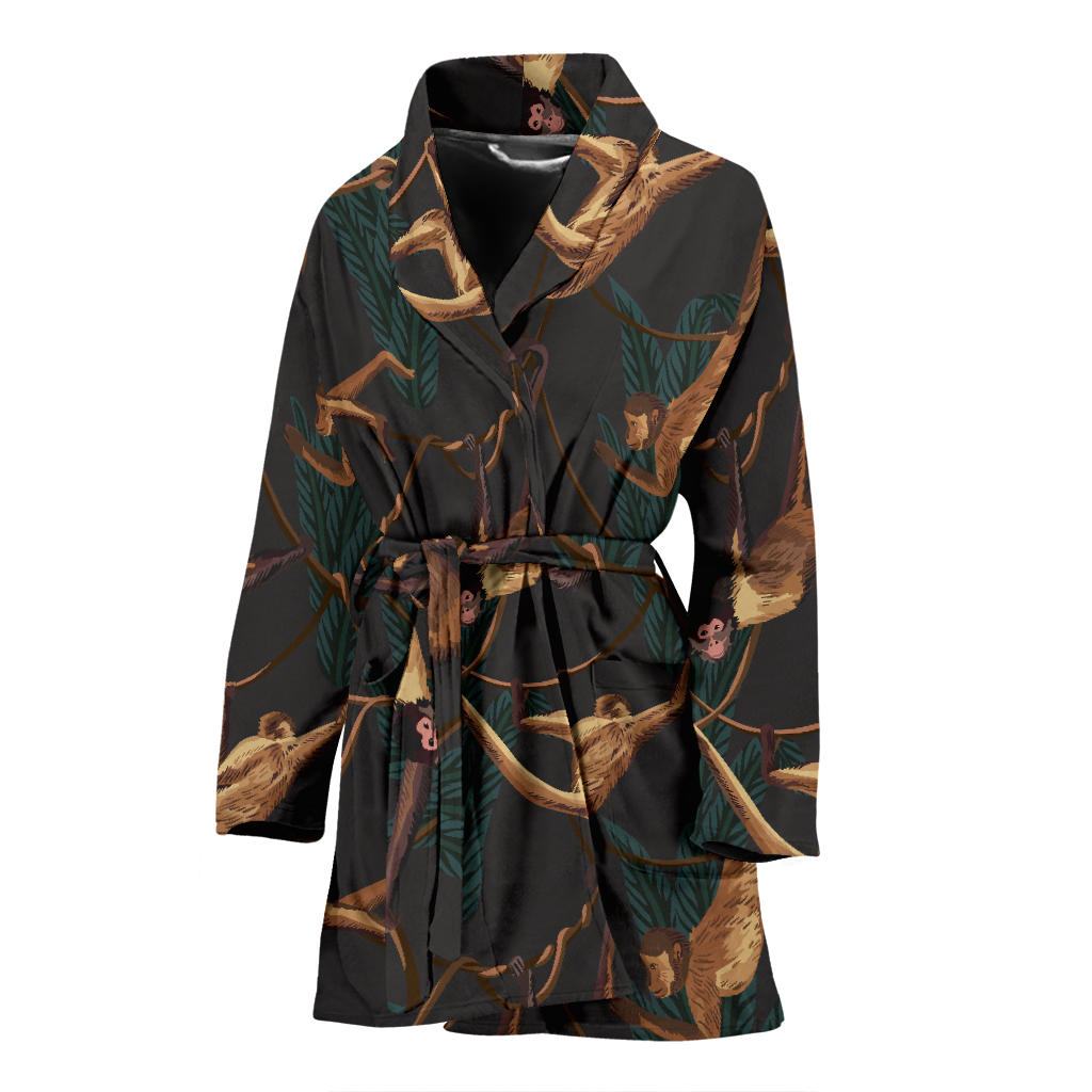 Monkey Pattern Print Design 02 Women Bathrobe