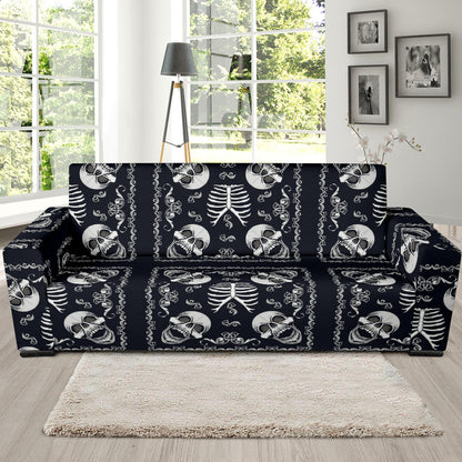 Bandana Skull Black White Print Design LKS306 Sofa Slipcover