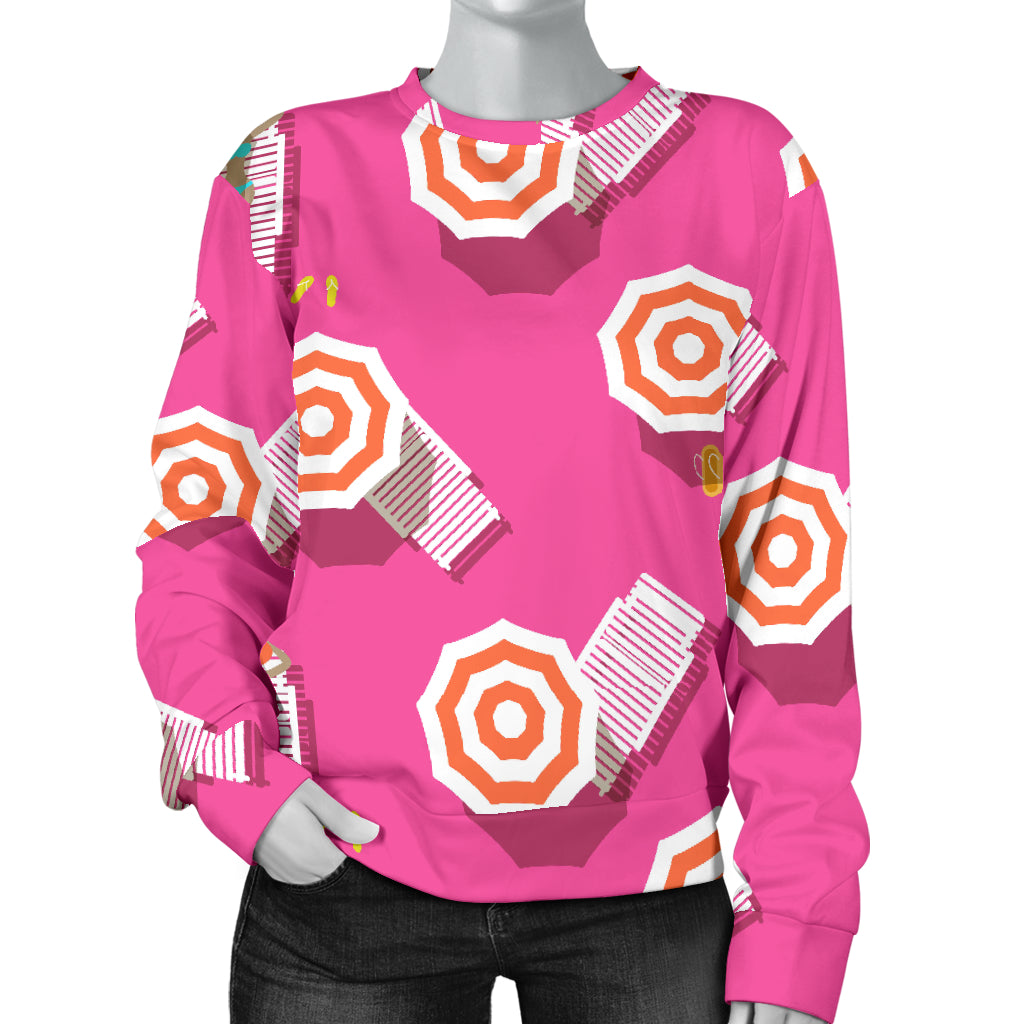 Beach Top View Umbrella Theme Women Long Sleeve Sweatshirt