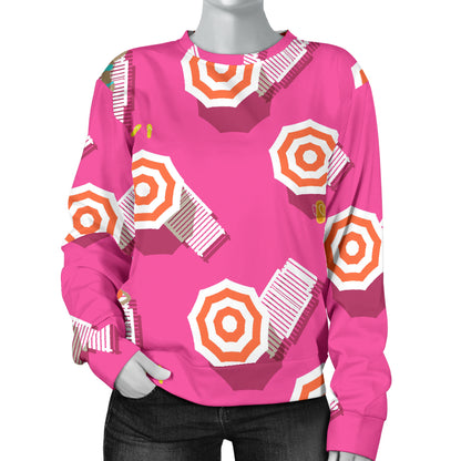 Beach Top View Umbrella Theme Women Long Sleeve Sweatshirt
