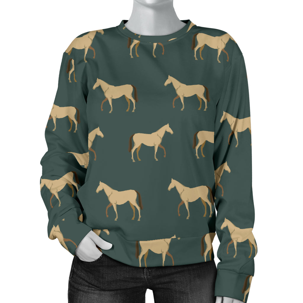 Horse Classic Themed Pattern Print Women Long Sleeve Sweatshirt
