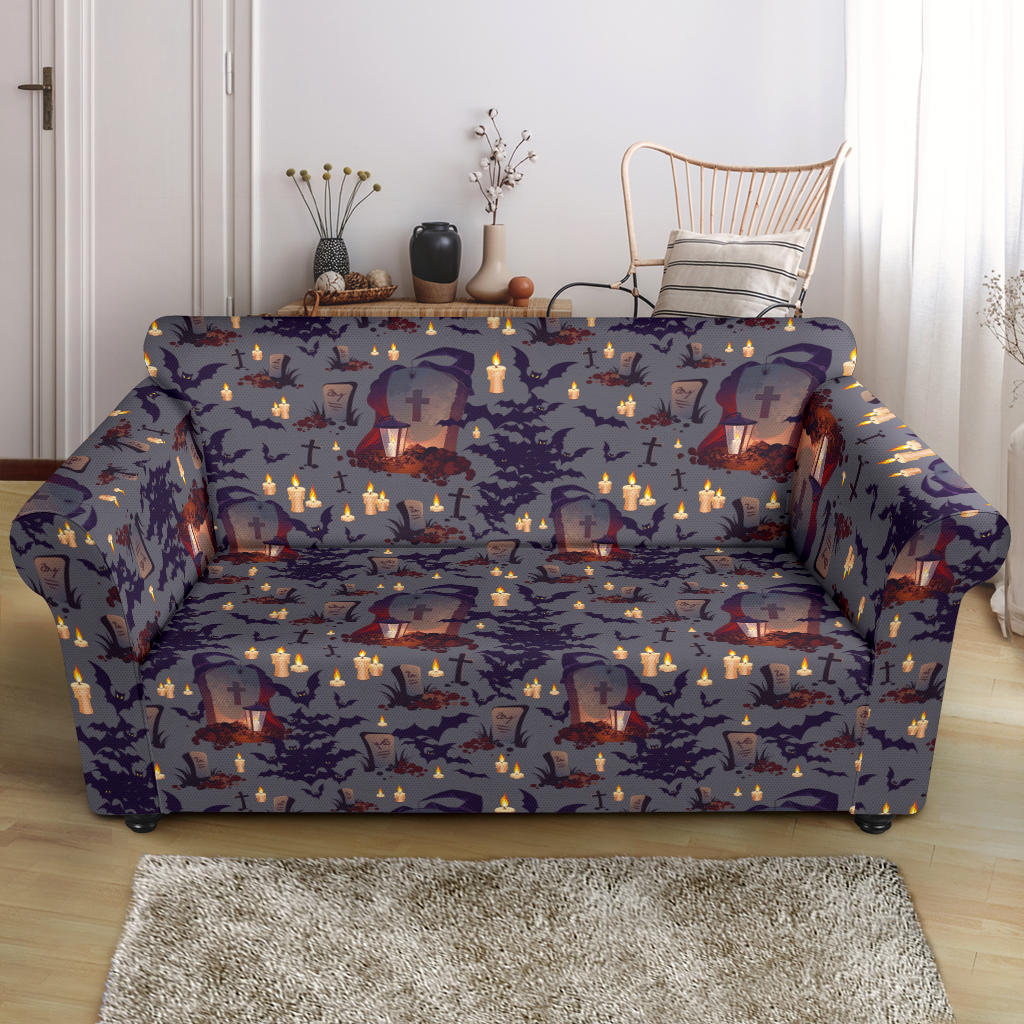 Creepy Graveyard Print Design LKS301 Loveseat Couch Slipcover