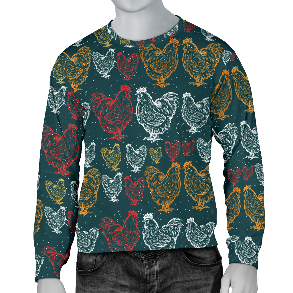 Rooster Hand Draw Design Men Long Sleeve Sweatshirt