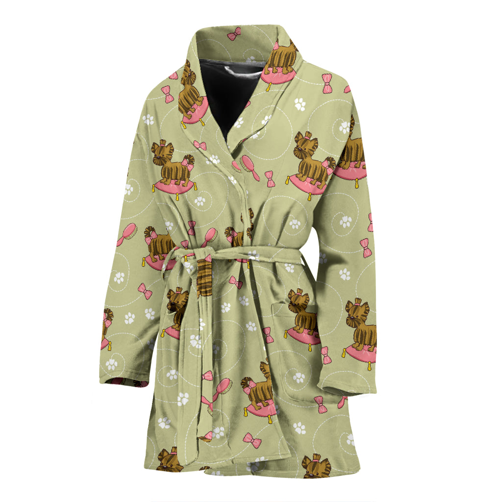 Yorkshire Cute Terriers Print Design LKS301 Women Bathrobe