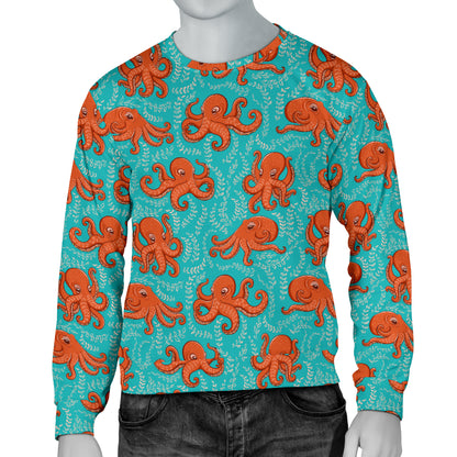 Octopus Cartoon Design Print Themed Men Long Sleeve Sweatshirt