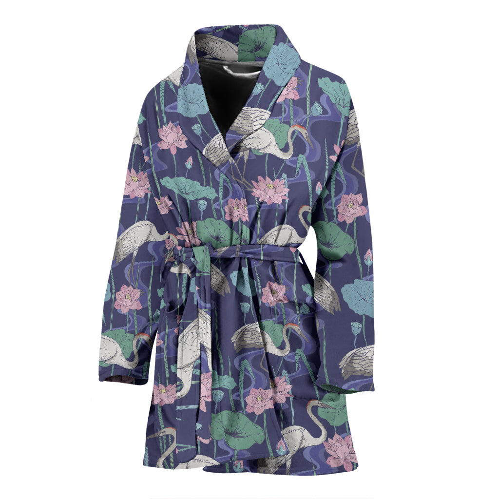 Water Lily Print Design LKS306 Women Bathrobe