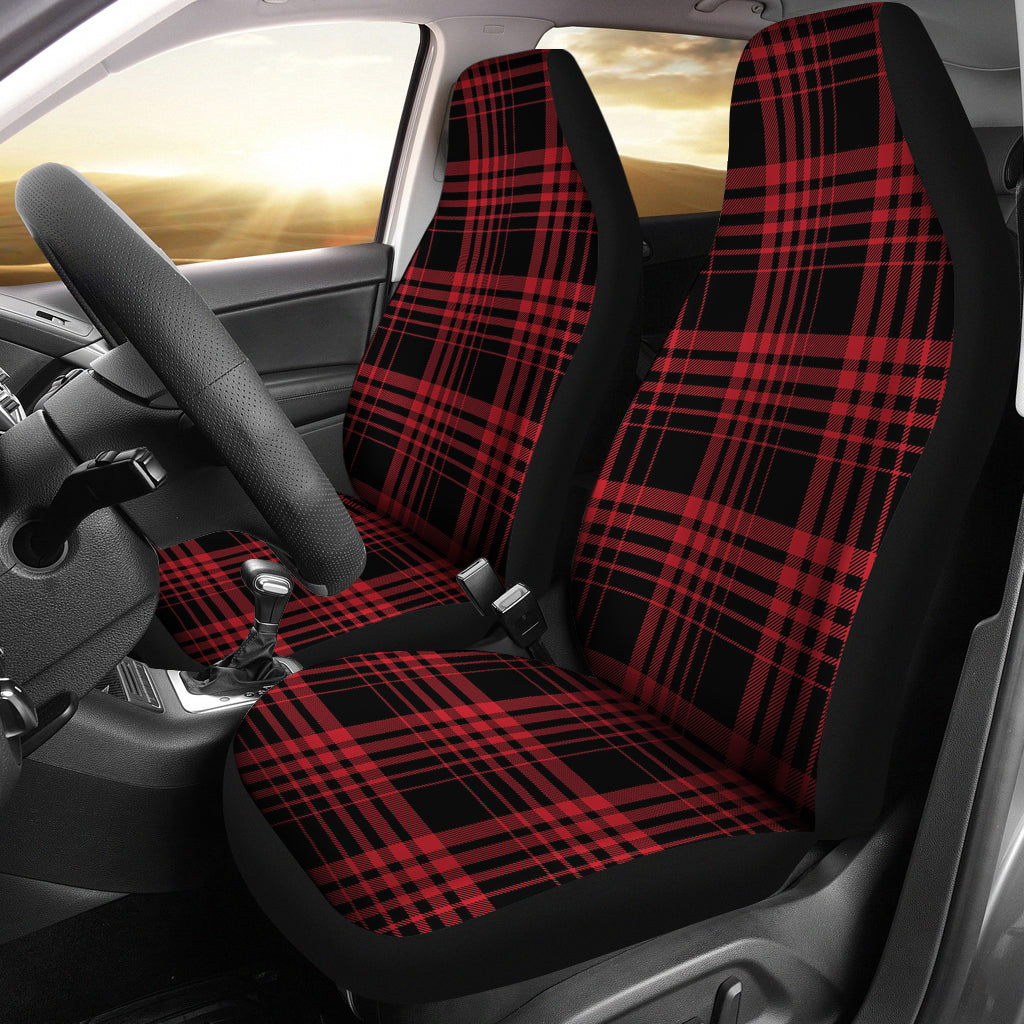 Tartan Red Black Print Design LKS303 Car Seat Covers