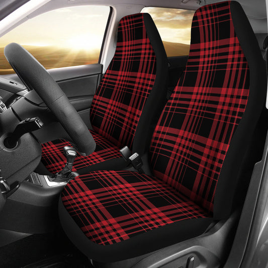 Tartan Red Black Print Design LKS303 Car Seat Covers
