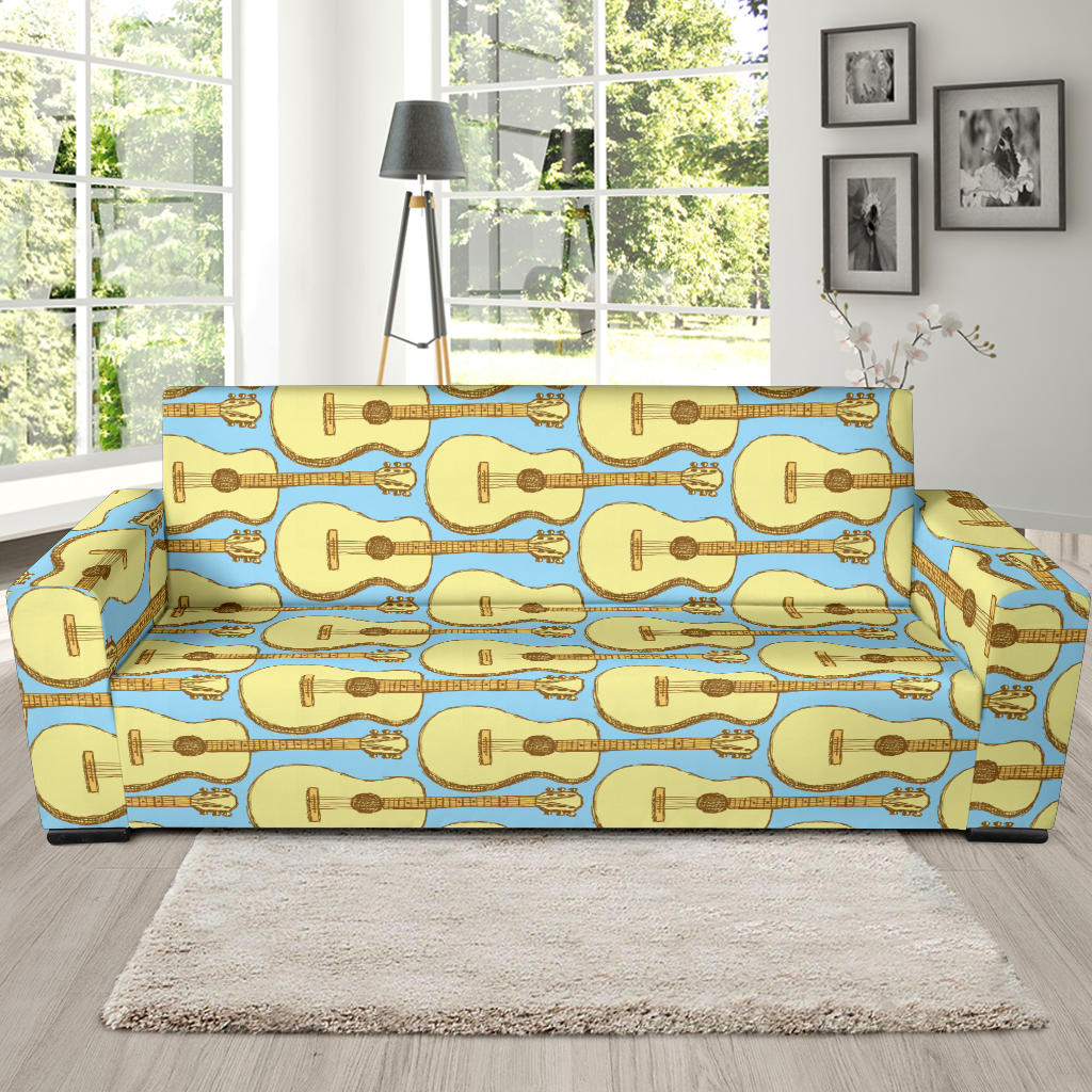 Acoustic Guitar Pattern Print Design 03 Sofa Slipcover