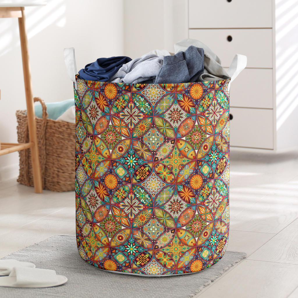 Mandala Flower Themed Design Print Laundry Basket